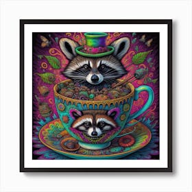 Raccoon In A Teacup 1 Art Print