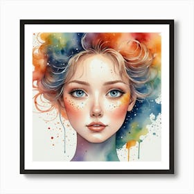 Watercolor Girl 2 Art Print