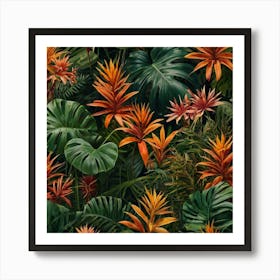 Tropical Jungle Seamless Pattern Art Print