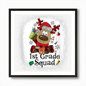 Bleached 1st Grade Squad Reindeer Family Matching Christmas Art Print