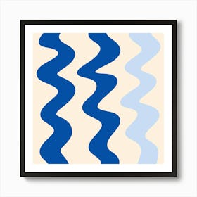 Squiggly Lines blue Art Print