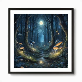 Night In The Magic Forest Art Print 0 Art Print