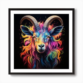 Colourful Rainbow Goat 3 Art Print