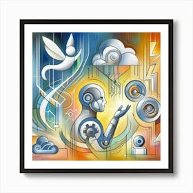 Robots And Angels Art Print