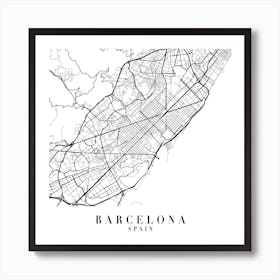 Barcelona Spain Street Map Minimal Square Art Print