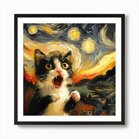 Starry Night Cat 1 Art Print