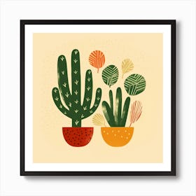 Rizwanakhan Simple Abstract Cactus Non Uniform Shapes Petrol 67 Art Print