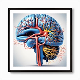 Human Brain With Blood Vessels 6 Art Print