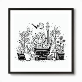 Potted Plants In Pots Art Print