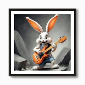 Bunny Playing Guitar 5 Art Print