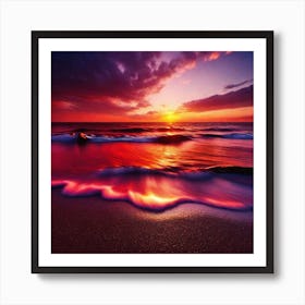 Sunset On The Beach 610 Art Print