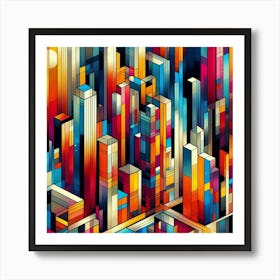 Bold Colors And Geometric Shapes Inspired By A Metropolis (1) Art Print