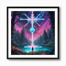 Cross In The Forest Art Print