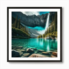 Waterfall In The Mountains 35 Art Print