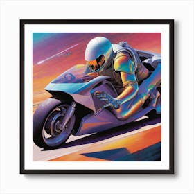 Futuristic Motorcycle Rider 1 Art Print