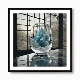 Blue Crystal In A Glass Vase Art Print