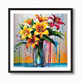 Lilies In A Vase Poster