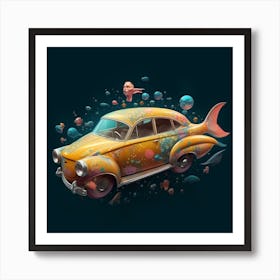 Old Car In The Sea Art Print