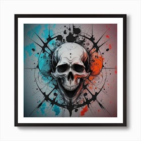 Skull With Splatters 1 Art Print