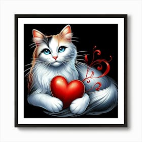 Valentine Cat Art Print