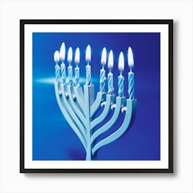 Hanukkah Menorah with Lighted Candles Art Print