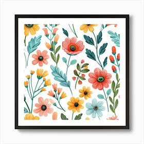 Floral Seamless Pattern 4 Art Print