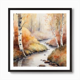 Autumnal woodland stream Art Print