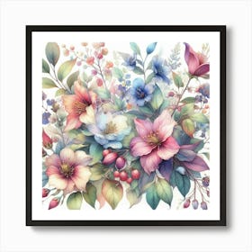 Watercolor Flowers 3 Art Print