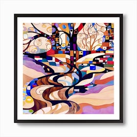 Stylized Trees on the Hill Art Print