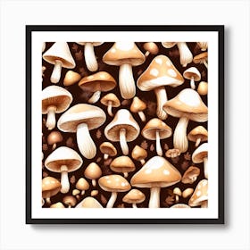 Seamless Pattern Of Mushrooms 2 Art Print