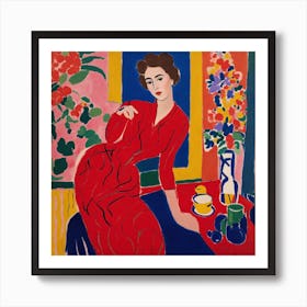 Woman In Red 7 Art Print