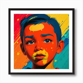 Boy With Paint Splatters Art Print