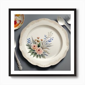 Floral Dinner Plate Art Art Print