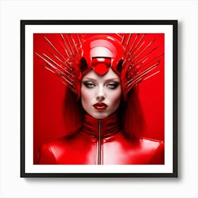 Red Latex Woman With Spikes Art Print