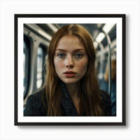 Girl On A Train Art Print