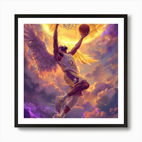 Kobe Bryant, Angels Of Basketball Art Print