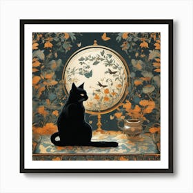 Cat In A Mirror Art Print