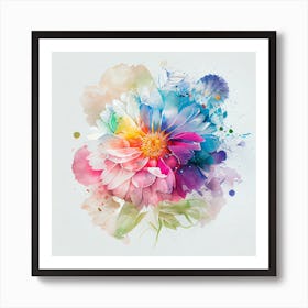 Watercolor Murakami Flower Abstract Art Print