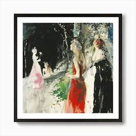 Three Women In Evening Dresses Art Print