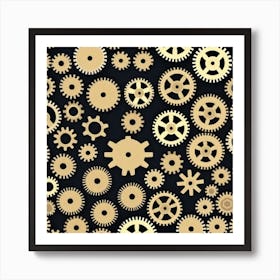 Realistic Gear Flat Surface Pattern For Background Use (73) Art Print