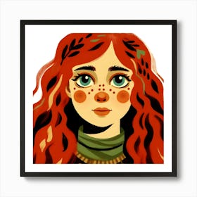 Beautiful Red Haired Girl portrait Art Print