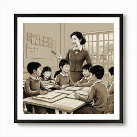 Teacher In Classroom Art Print