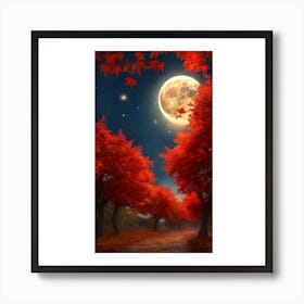 Full Moon In Autumn 2 Art Print