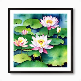 Lotus Flower Painting 10 Art Print