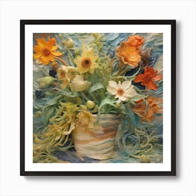 Bouquet of flowers, Van Gogh style Art Print