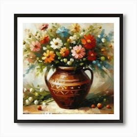 Flowers In A Vase, Acrylic Style Painting 3 Art Print