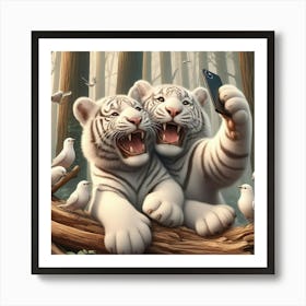 White Tigers Art Print