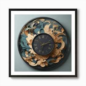 Floral Wall Clock Art Print