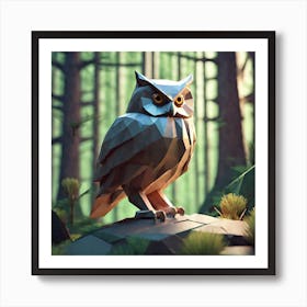 Low Poly Owl 1 Art Print