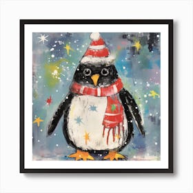 Penguin Santa Art Print